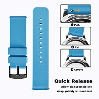 Wocci 20Mm Silicone Watch Band Quick Release Rubber Replacement Strap With Black Stainless Steel Buckle Sky Blue