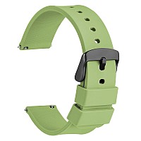 Wocci 18Mm Silicone Watch Band Quick Release Rubber Replacement Strap With Black Stainless Steel Buckle Matcha Green