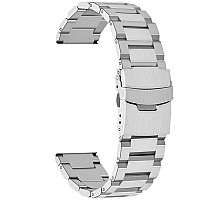 Stainless Steel 20Mm Watch Band Silver Solid Replacement Wristbands Metal Watch Strap Bracelet Classic Straight End With Double