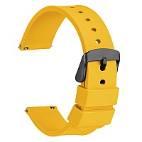 Wocci 14Mm Silicone Watch Band Quick Release Rubber Replacement Strap With Black Stainless Steel Buckle Yellow