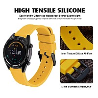 Wocci 14Mm Silicone Watch Band Quick Release Rubber Replacement Strap With Black Stainless Steel Buckle Yellow