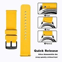 Wocci 14Mm Silicone Watch Band Quick Release Rubber Replacement Strap With Black Stainless Steel Buckle Yellow