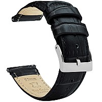 24Mm Black Long Barton Alligator Grain Quick Release Leather Watch Bands