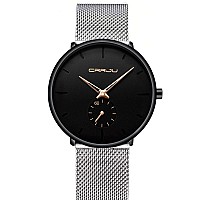 Fizili Mens Watches Ultrathin Minimalist Waterprooffashion Wrist Watch For Men Unisex Dress With Stainless Steel Mesh Bandros