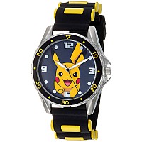 Accutime Kids Pokemon Pikachu Analog Quartz Wrist Watch with Black & Yellow Strap, cool Inexpensive Pokemon gift & Party Favor for Boys, Toddlers, girls, Adults All Ages (Model: POK9056AZ)