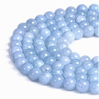 Pltbeads Natural Gemstone Loose Beads Smooth Round Approxi 15 Inch Diy Bracelet Necklace For Jewelry Making 8Mm Light Blue Dye