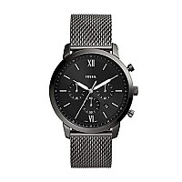 Fossil Mens Neutra Quartz Stainless Steel Mesh chronograph Watch, color: Smoke (Model: FS5699)