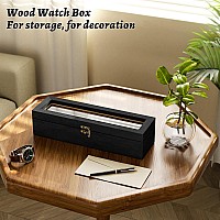 Sriwatana Watch Box 6 Slot Watch Case Watch Box Organizer For Men Women Fathers Day Gift Wood Display Case With Glass Lid G