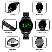 Touch Screen Digital Led Waterproof Men Womens Sport Casual Stainless Steel Wrist Watch Gold