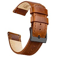 Ritche 18Mm Classic Genuine Watch Band Quick Release Vintage Leather Watch Strap Black Genuine Leather Watch Bands For Men Women