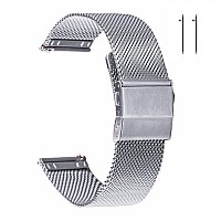 Eache Stainless Steel Mesh Watch Band For Women Quick Release Adjustable Mesh Watch Straps 14Mm Silver