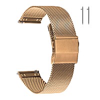 Eache Stainless Steel Mesh Watch Band For Women Quick Release Adjustable Mesh Watch Straps 18Mm Rose Gold