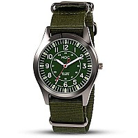 Mens Military Tactical Watch Analog green Field Army Wrist Watches for Men 1224 Hour Work Outdoor Sport Wristwatch with Nylon Band by MDc