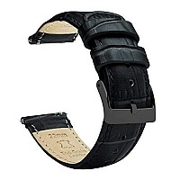 22Mm Coffee Brown Standard Length Barton Alligator Grain Black Buckle Quick Release Leather Watch Bands