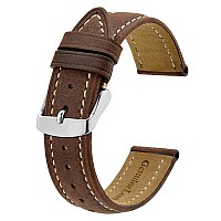 Bisonstrap Watch Strap 21Mm Vintage Leather Replacement Watch Band Brown With Thread