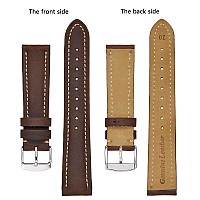 Bisonstrap Watch Strap 21Mm Vintage Leather Replacement Watch Band Brown With Thread