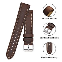 Bisonstrap Watch Strap 21Mm Vintage Leather Replacement Watch Band Brown With Thread