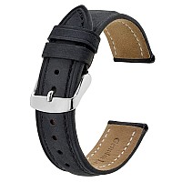 Bisonstrap Watch Strap 24Mm Vintage Leather Replacement Watch Band Black