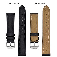 Bisonstrap Watch Strap 24Mm Vintage Leather Replacement Watch Band Black