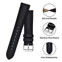 Bisonstrap Watch Strap 24Mm Vintage Leather Replacement Watch Band Black