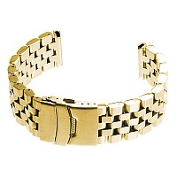 Strapsco Stainless Steel Block Link Watch Bracelet Band Strap Yellow Gold 20Mm