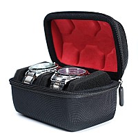 Rigicase Hard Compact Watch Roll Travel Case 2 Slots Portable Holder And Organizer With Soft Pillow Keep Watch From Moving Del