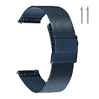 Eache Stainless Steel Mesh Watch Band For Men Quick Release Adjustable Mesh Watch Straps 22Mm Navy Blue