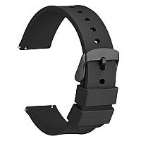 Wocci 16Mm Silicone Watch Band Quick Release Rubber Replacement Strap With Black Stainless Steel Buckle Black