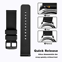 Wocci 16Mm Silicone Watch Band Quick Release Rubber Replacement Strap With Black Stainless Steel Buckle Black