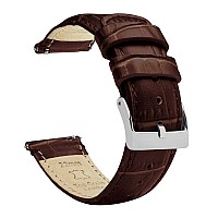 12Mm Coffee Brown Barton Alligator Grain Quick Release Leather Watch Bands