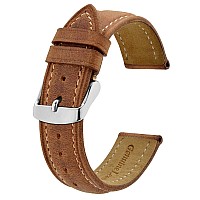 Bisonstrap Watch Strap 22Mm Vintage Leather Replacement Watch Band Light Brown With Thread