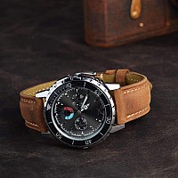 Bisonstrap Watch Strap 22Mm Vintage Leather Replacement Watch Band Light Brown With Thread