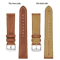 Bisonstrap Watch Strap 22Mm Vintage Leather Replacement Watch Band Light Brown With Thread