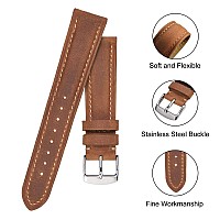 Bisonstrap Watch Strap 22Mm Vintage Leather Replacement Watch Band Light Brown With Thread