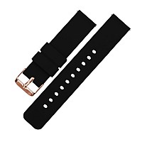 Barton Watch Bands 16Mm Black Soft Silicone Quick Release Rose Gold Buckle