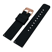 Barton Watch Bands 16Mm Black Soft Silicone Quick Release Rose Gold Buckle