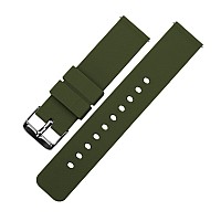 16Mm Army Green Barton Watch Bands Soft Silicone Quick Release Gunmetal Grey Buckle