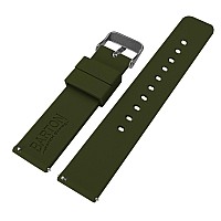 16Mm Army Green Barton Watch Bands Soft Silicone Quick Release Gunmetal Grey Buckle