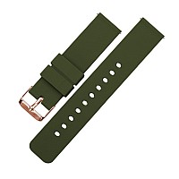 16Mm Army Green Barton Watch Bands Soft Silicone Quick Release Rose Gold Buckle