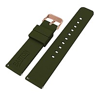 16Mm Army Green Barton Watch Bands Soft Silicone Quick Release Rose Gold Buckle