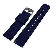 22Mm Navy Blue Barton Watch Bands Soft Silicone Quick Release Gunmetal Grey Buckle