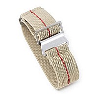 Strapsco Elastic Nylon Wrap Around Watch Band Strap Khaki Red 20Mm