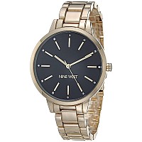 Nine West Women Japanese Quartz Dress Watch With Metal Strap Gold 14 Model Nw2098Bkgb