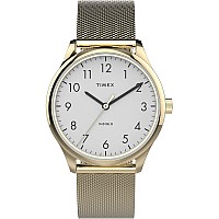 Timex Women's Modern Easy Reader 32mm Watch - Gold-Tone Case White Dial with Gold-Tone Stainless Steel Mesh Bracelet, Gold-Tone/White Mesh