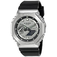 Casio G-Shock Men'sMetal Covered Analog Digital Grey Dial Resin Band GM-2100-1ADR, Black, Strap, Black, Strap