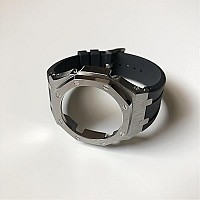 Ga2100 3Rd Generation Mod Kit Metal Bezel For Gshock Ga2100Ga2110 Ak Silver With Rubber Bands