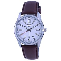 Casio Analog White Dial Leather Strap Quartz MTP-VD02L-7E MTPVD02L-7 Men's Watch