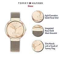 Tommy Hilfiger Womens Quartz Watch With Carnation Gold Steel Strap 15 Model 1782471