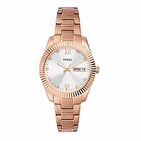 Fossil Womens Scarlette Mini Quartz Stainless Steel Threehand Watch Color Rose Gold Model Es5200