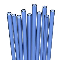 Fiesta First 10 Short Reusable Hard Blue Plastic Drinking Straws Medium Width Sturdy Cleaning Brush For Cocktails Small Cup